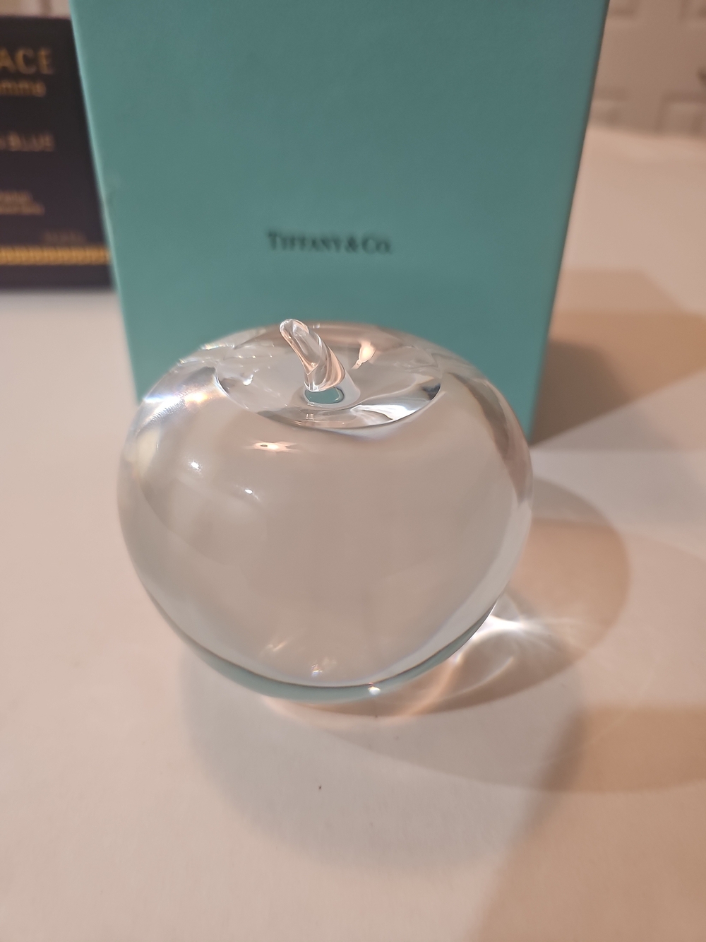 Tiffany & Co. Clear Crystal Apple Decorative Paperweight